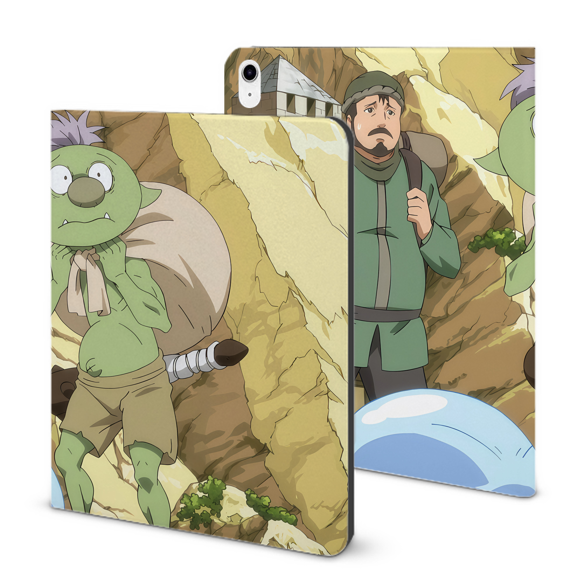 （画像用） 転スラ Regarding Reincarnated to Slime IPad ケース ブック型 PUレザー TPU 耐衝撃 軽量 薄型 ペン収納なし 全面保護 IPad 各モデル対応